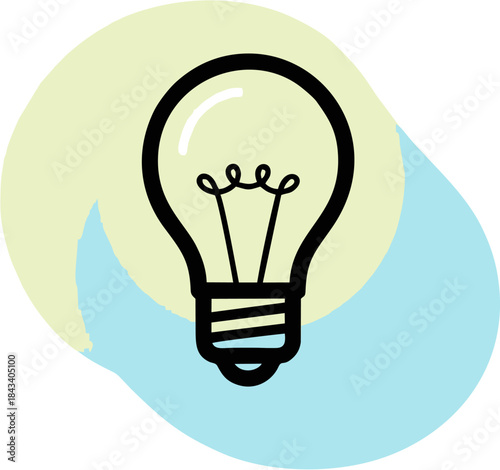 Illustration of a light bulb, symbolizing ideas, innovation, and creativity in a simple, modern graphic style