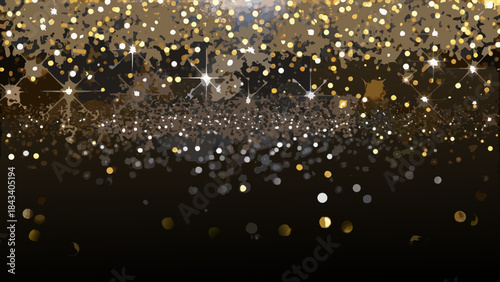 A shimmering background of golden and white sparkles cascading downwards