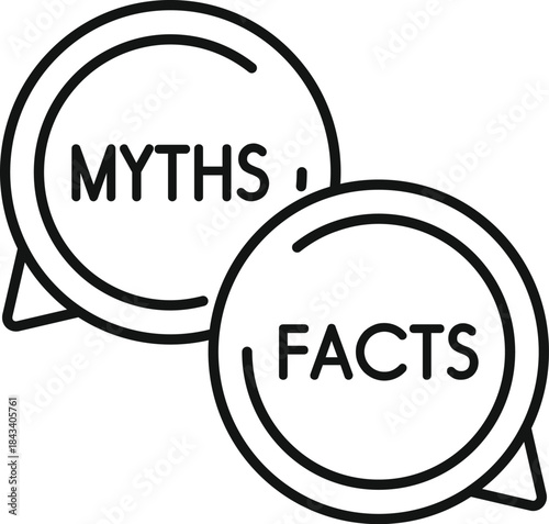 Speech bubbles showing myths and facts concept for verifying information