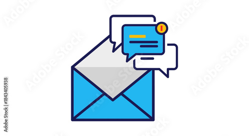 email notification icon with open envelope and chat message bubbles flat vector illustration for newsletter inbox alert feedback apps