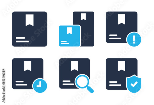 Package Status and Tracking icon set. Solid glyph series icons