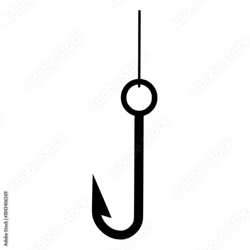 A simple black fishing hook icon, symbolizing the sport of angling and outdoor recreation