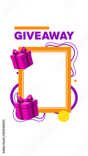 Vector Illustration of a Giveaway Event with Gift Boxes and Space for Text Ideal for Social Media Promotions and Marketing Campaigns