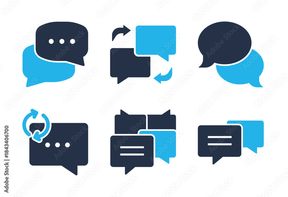 Fototapeta premium Communication and Chat icon set. Solid glyph series icons