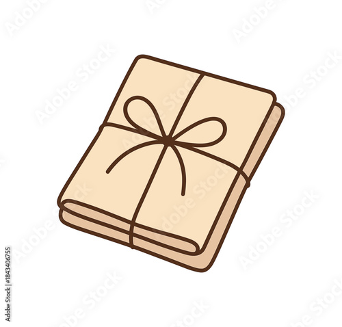 Flat vector illustration of cloth napkin folded with twine soft rounded shapes clean outline zero waste eco lifestyle style