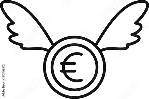 Euro currency flying away, symbolizing financial loss or rising inflation