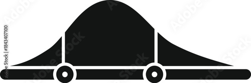 Normal distribution bell curve black icon illustrating statistical data analysis and measurement