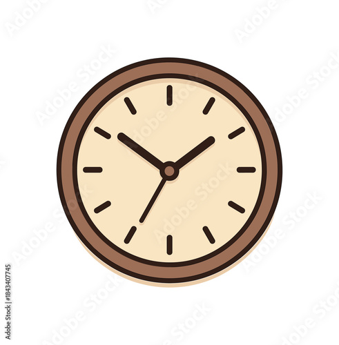 Flat vector illustration of clock simple round shape soft rounded shapes clean outline home comfort style
