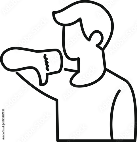 Man showing dislike and rejection with a downward thumb gesture