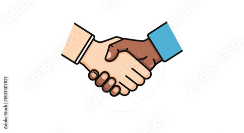 handshake agreement between diverse business partners simple flat vector illustration on white background for teamwork trust and partnership