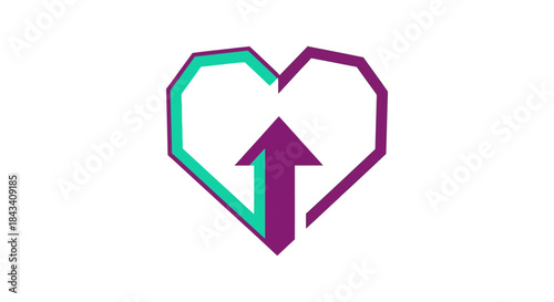 minimalist heart logo with upward arrow icon abstract health and wellness growth symbol for medical app branding and fitness motivation