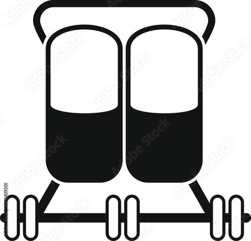 Pair of fitness supplement capsules balancing on a barbell, representing health and strength