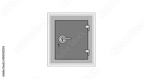 Vector drawing of a gray metal safe door