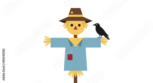 Scarecrow, perched crow