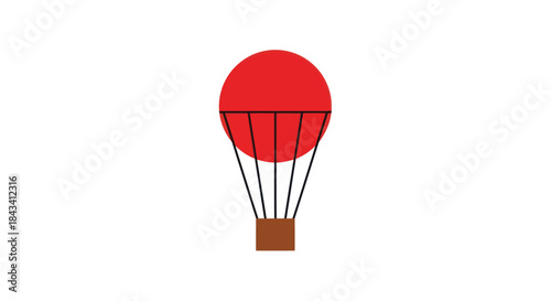 Simple red hot air balloon