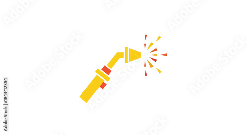 Abstract yellow spray device with red details