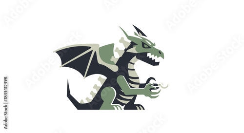 Simplified, stylized flat dragon