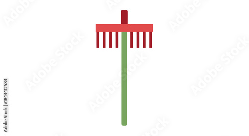 Stylized green & red broom illustration