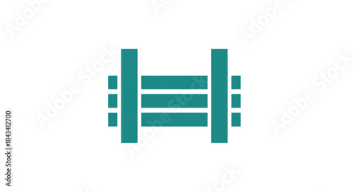 Stylized teal ladder with two vertical and three horizontal bars
