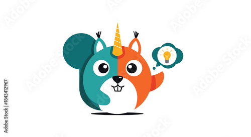 Unicorn squirrel logo with an idea bubble