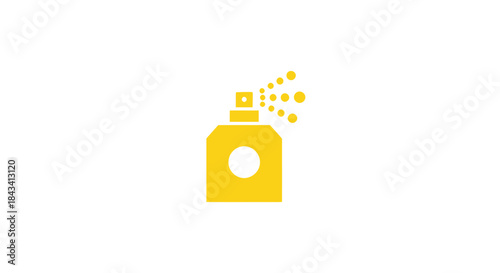 Gold, minimalist graphic of spray bottle with emanating droplets