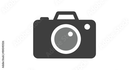 Gray camera icon with white outline, rounded corners, on a white background