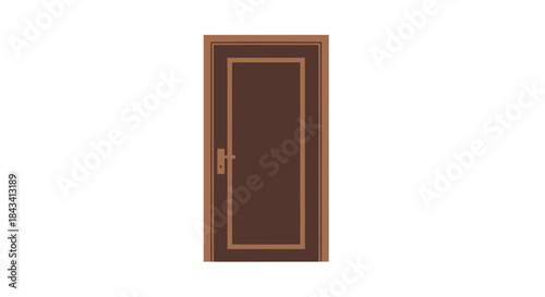 Isolated, framed brown door
