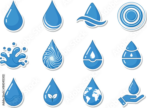 A Collection of Water Drop Icon Designs for Web and Graphic Projects