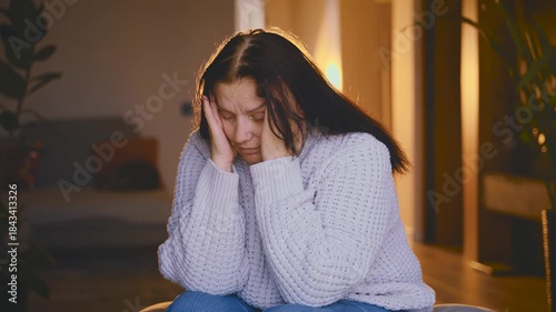 sad senior woman suffers from migraines severe headache, hands massages temples. elderly lonely old age lady feels bad mental health depression emotion. misfortune panic attack problems, lack of money