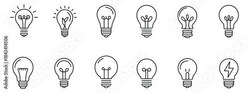 Light bulb icons, simple and clean vector illustrations symbolizing innovation, bright ideas, smart technology, creative solutions