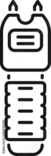 Outline icon representing a stun gun, electroshock device for personal protection