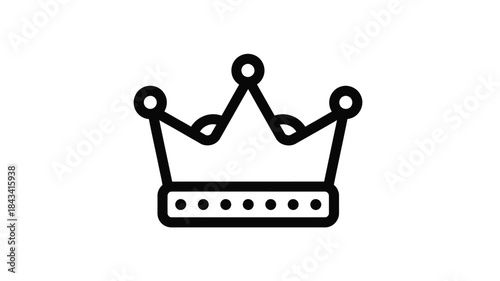Simple black and white line drawing of a regal crown with details