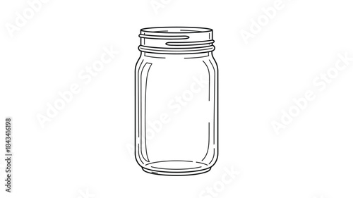 Simple line drawing of an empty mason jar with a screw on lid