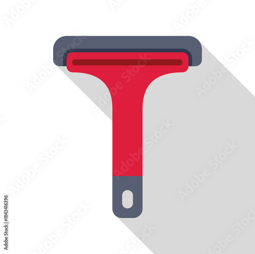 Red and gray squeegee tool for cleaning windows or scraping ice