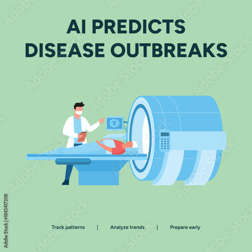 Ai predicts disease outbreaks with doctor analyzing mri scan results artificial intelligence in healthcare and machine learning concept in medicine