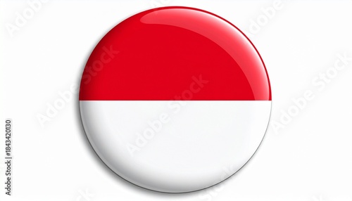Free Download Glossy Round Button Badge with the Bicolour Flag of Indonesia or Monaco (Red and White) Isolated on White - GFXLoad