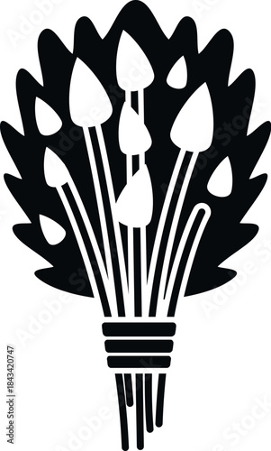 Birch besom whisk icon representing traditional russian banya steam bath ritual