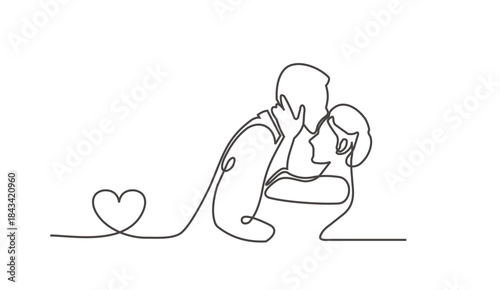 Continuous One Line Art Drawing Couples  