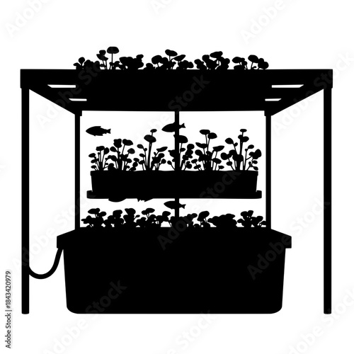 Aquaponics System Silhouette Icon