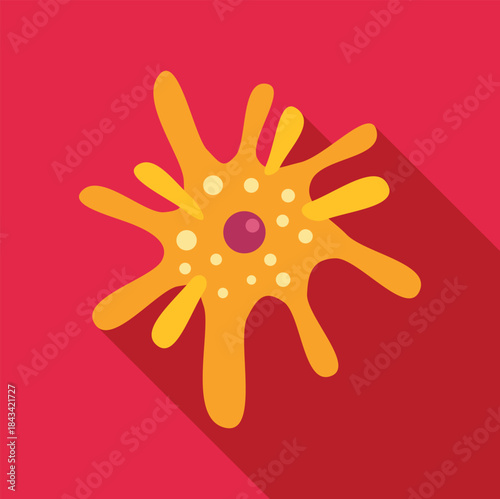 Amoeba microorganism or single cell organism illustration with nucleus and particles