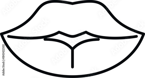 Lips presented as a minimal black outline illustration on a white background