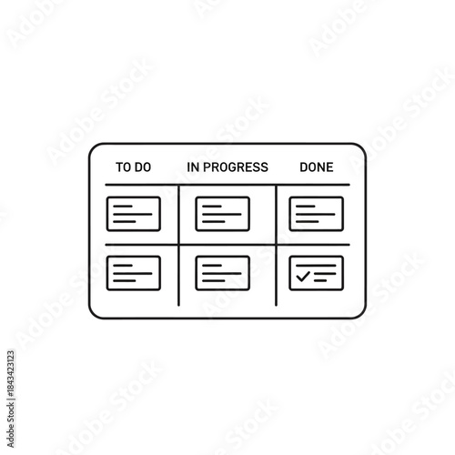 Work in Progress: A minimalist Kanban board outlines workflow stages with tasks in to-do, in-progress, and done columns, perfect for visualizing project progress