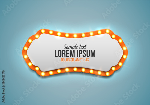 Shining retro billboard. Vintage bright sign board for your design. Vector illustration.