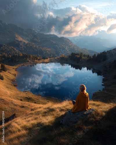 A tranquil mountainside scene ideal for meditation and wellness reflection, promoting peace and serenity for the mind.