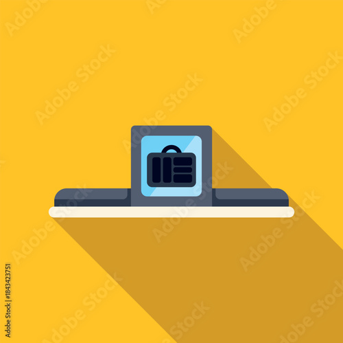 Baggage moving through a security x ray scanner in an airport, ensuring travel safety