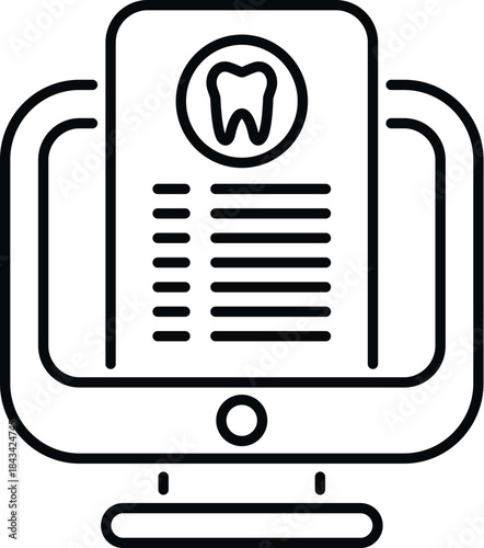 Computer monitor displaying digital dental patient records for online healthcare management