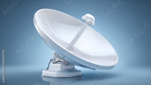 White Satellite Dish Pointing Upward with Modern Design
