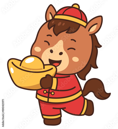 Chinese Zodiac Horse Holding Gold Ingots