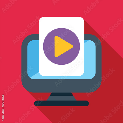 Computer screen showing a media player symbol, representing online streaming or multimedia content