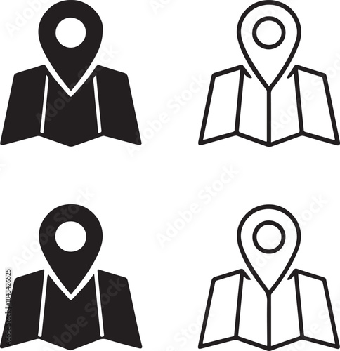 Isolated GPS Map Icon, GPS Map Navigation Icon, GPS Map Location Symbol Design, Map Navigation Icon For Apps, Solid Black GPS Icon, Clean Vector Illustration